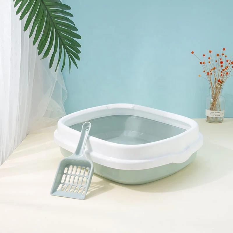 Amazon Hot Selling Semi Hidden Customized Large Square Cat Litter Box Toilet Box Trays Free Cat Litter Spoon