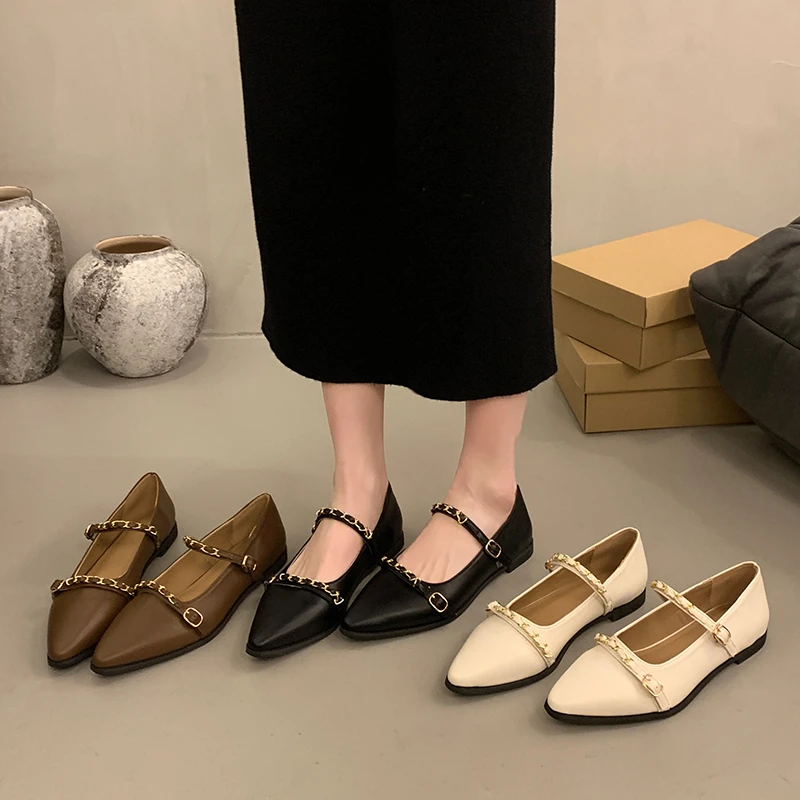 2024 Новое поступление балетки с острым носком легкие мягкие туфли на плоской подошве для женщин и