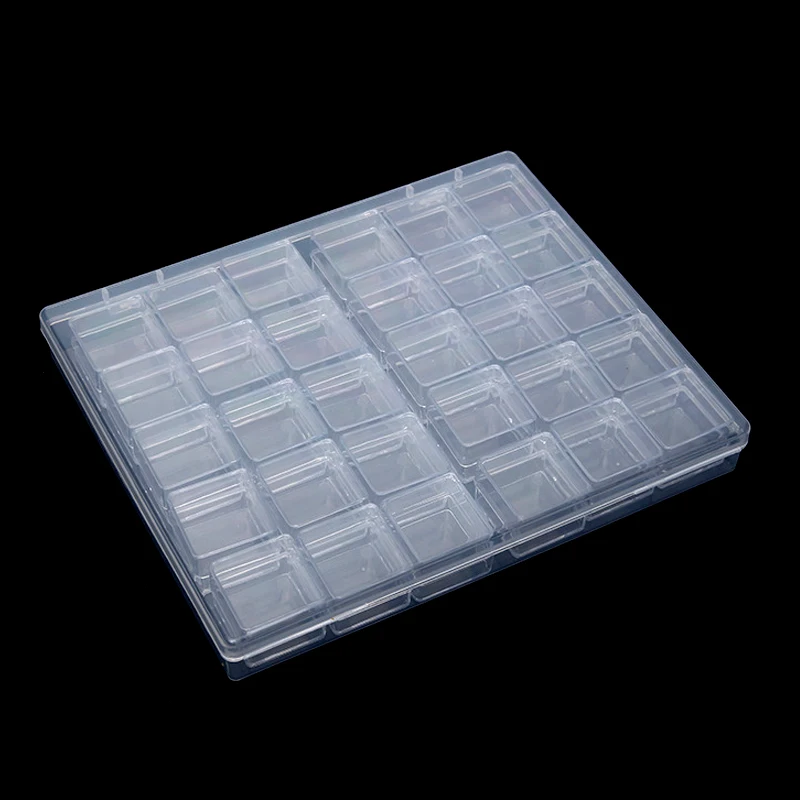 New arrivals nail art accessories 30 grids divider compartment plastic organizer press on nails box diamond jewelry storage box