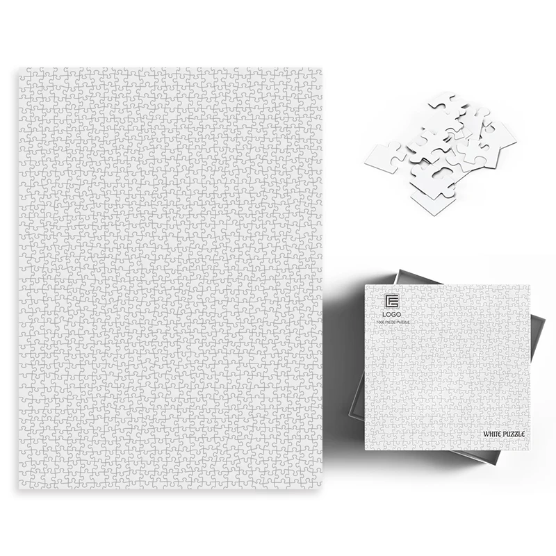 Wholesale Customised 100 500 1000 pice Size White Sublimation Puzzles Blanks Sublimation Hardboard Toy Jigsaw Puzzle