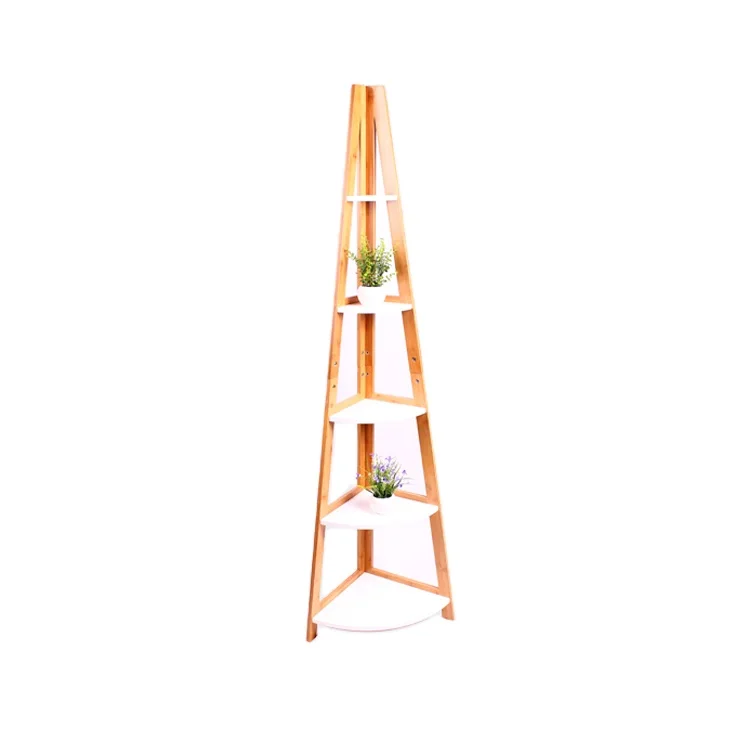 Unique wooden rack triangle corner wall shelf