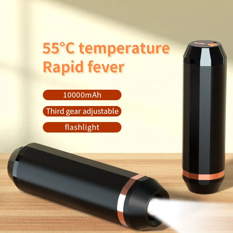 Rechargeable Hand Warmer Power Banks Cylinder Outdoor Hand Warmer Power Bank with Emergency Flashlight