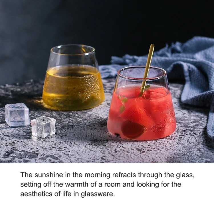 New Design Wholesale High Borosilicate Glassware Round Cone Shaped Whiskey Glass Bar Tumbler Cup