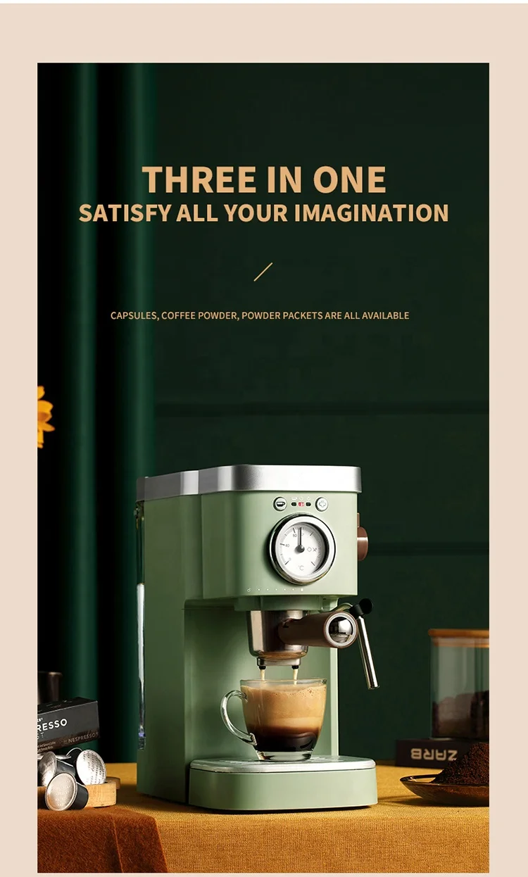 Small Retro Home Office Pump Steam Milk Brewing Coffee Machine