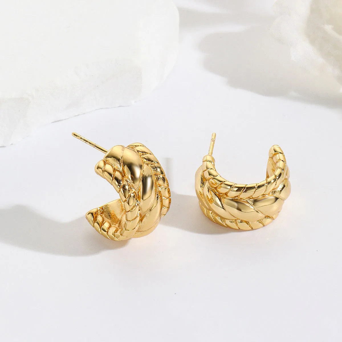Minos 18k Gold Plated Stainless Steel Chunky Earrings Hypoallergenic Small Pearl Jewelry Unisex Small Chunky Engagement Children