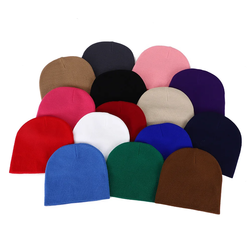 HZM-24153 Promotion Winter Colorful Custom Logo Knit Hats Caps Beanie