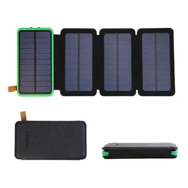 Солнечные зарядные панели 10000 мАч со встроенным кабелем Power Bank для мобильного резервного копирования энергии