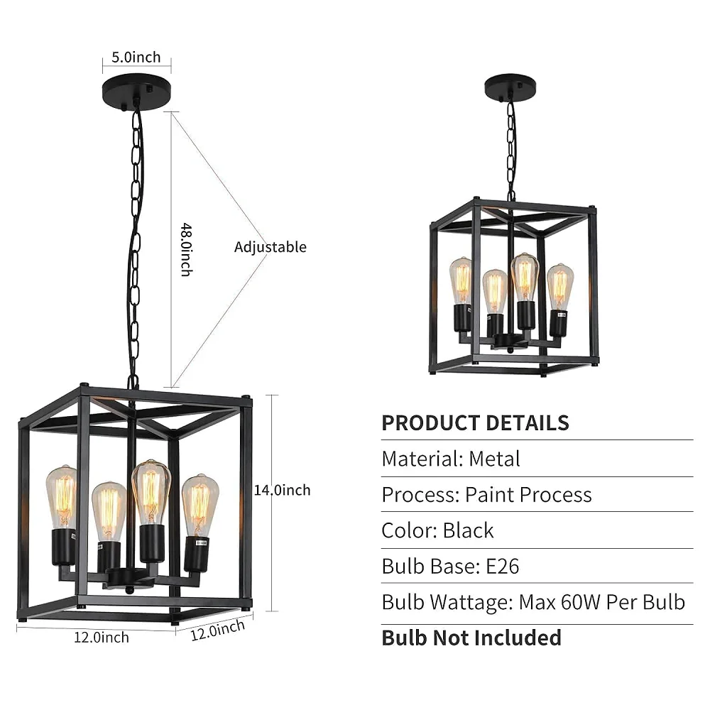 110-240v pendant ceiling lights metal hanging fixture E26 base chandelier for kitchen dining room hallway