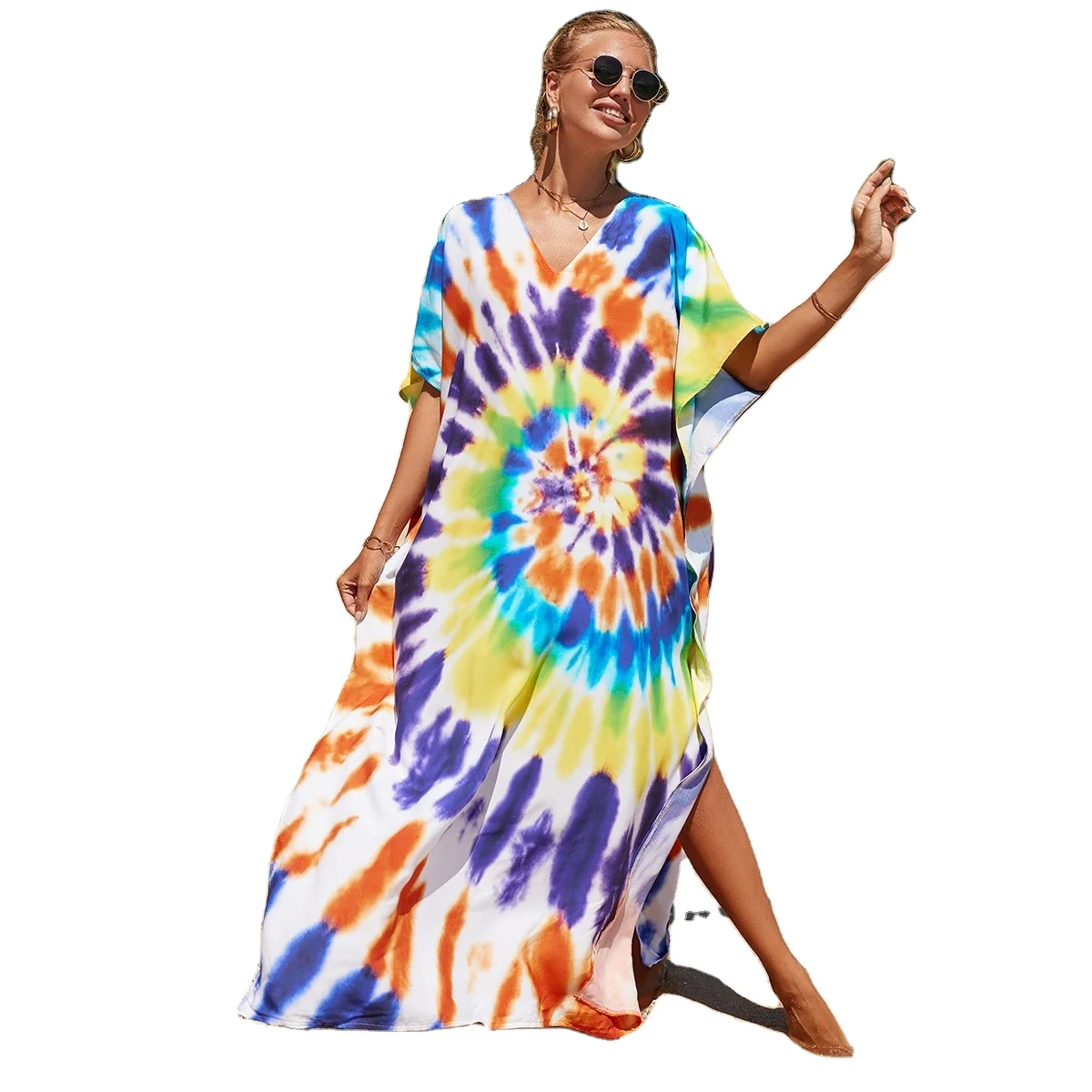DAMOCHIC Fashion Cover Up Swimwear Women Plus Size Swim Suit Cover Ups Kaftan Sarong Rayon Print Long Maxi Beach Dresses 2023