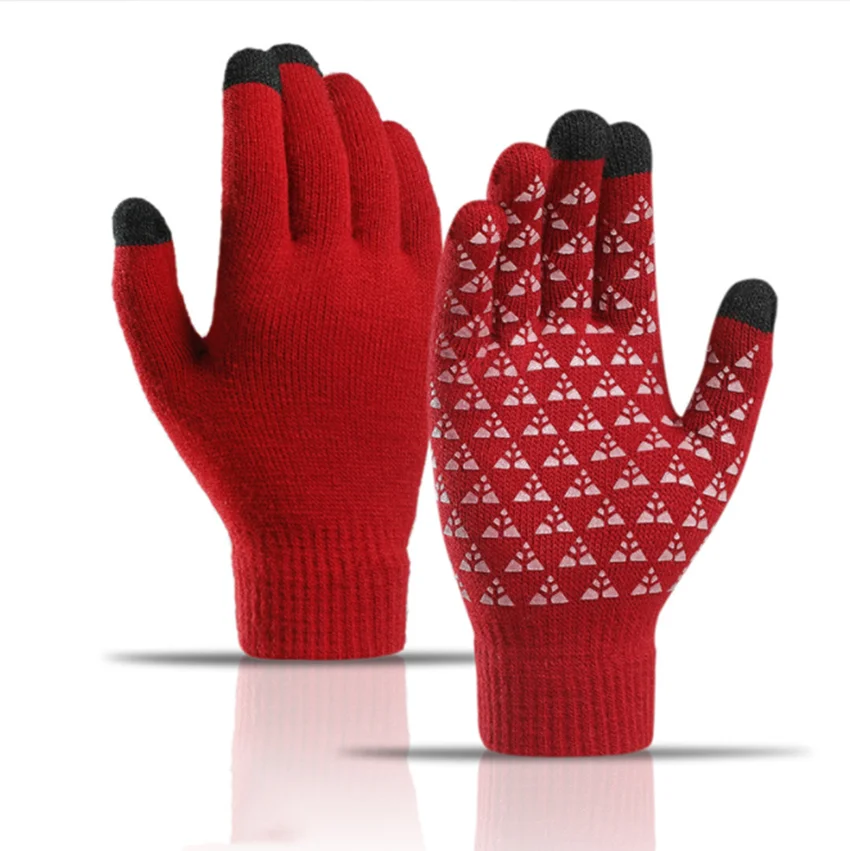 Hot Selling Warm Winter Gloves Non-Slip Touch Screen Knitted Woolen Gloves Thick Split Finger gloves
