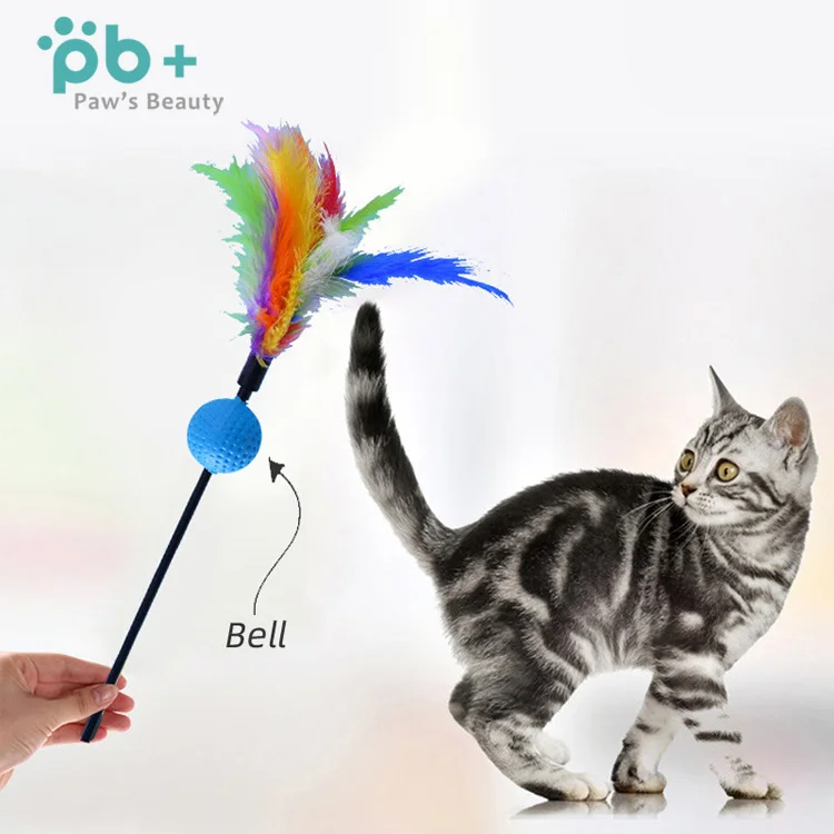 
natural eco friendly feather teaser durable pet dog toys 