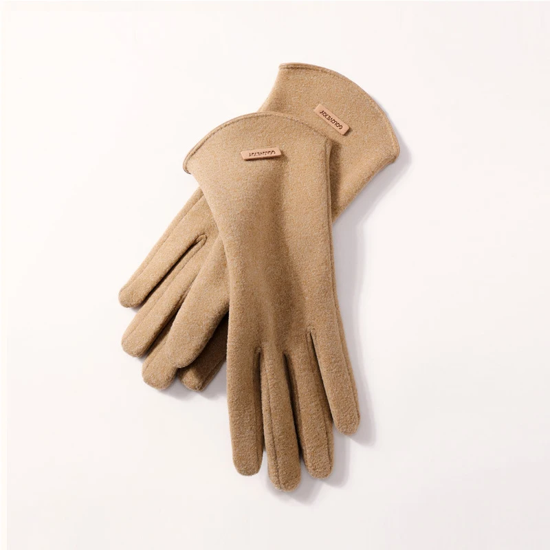 ALLCH Womens Ladies Cold Weather Faux Suede Glove with Faux Fur Trim on Cuff