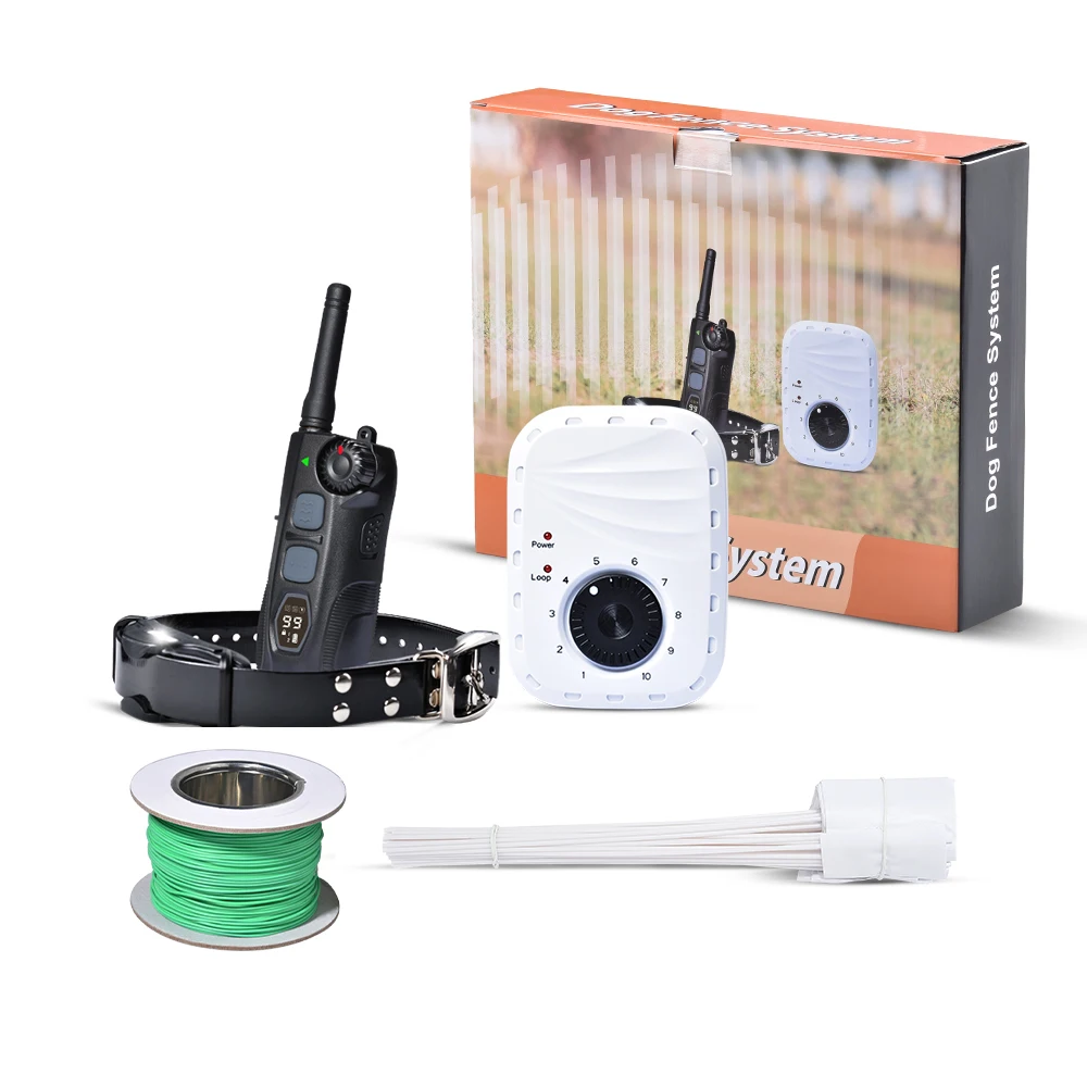 2 in 1 Electric dog fence pet containment system with 6500ft 0-99 shock levels remote dog training collar for dogs