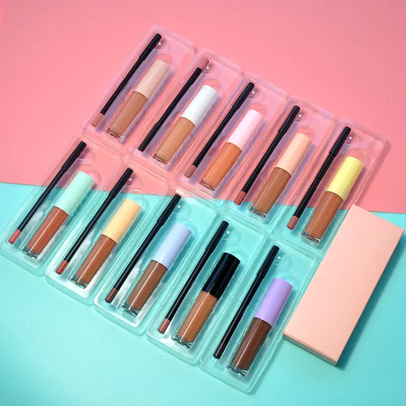 Make Your Own Brand Wholesale Cosmetic Lip Kit Private Label Matte Waterproof Liquid Lipstick Lip Liner Set Custom makeup kit