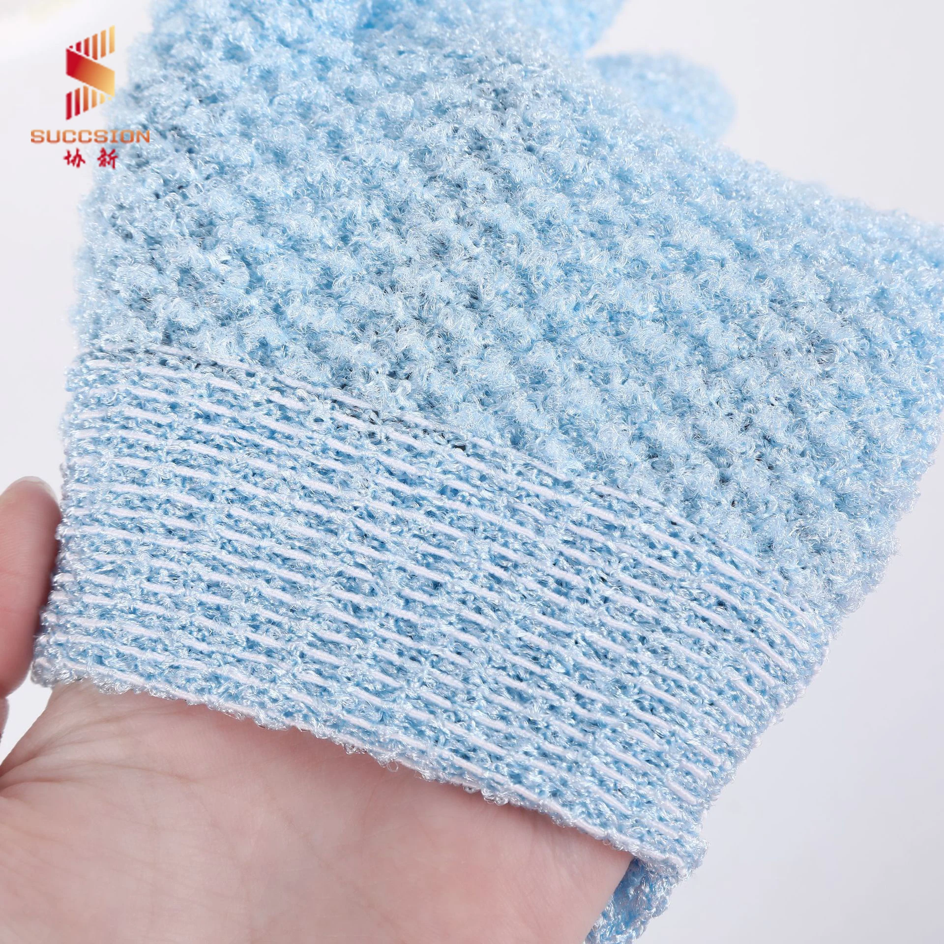 Blue Green White Pink Black Nylon Body Scrub Shower Gloves Spa Massage Bath Gloves Exfoliating Gloves