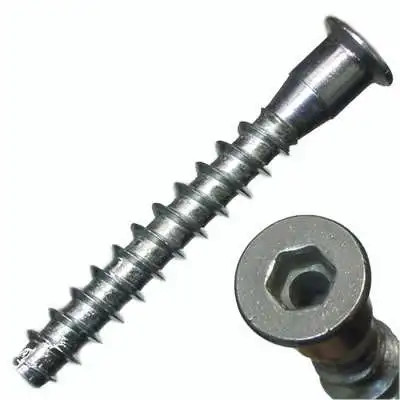 Blue white zinc Hex socket deep hole Euro screws for furniture 6.3x50