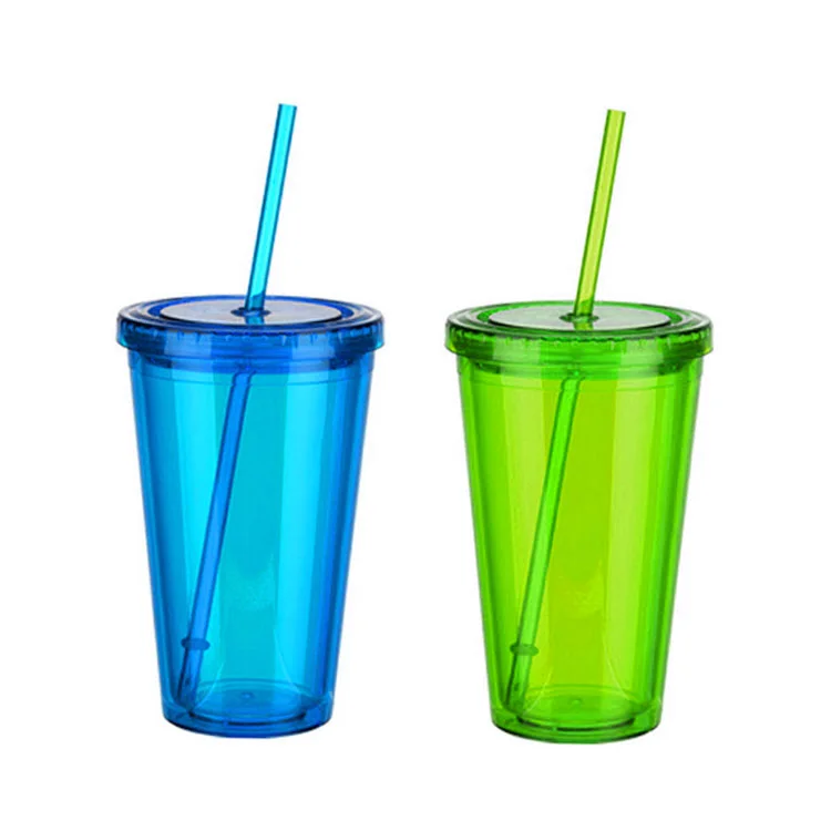 
wholesale water plastic tumbler with spout straw, clear glitter tumbler cup 