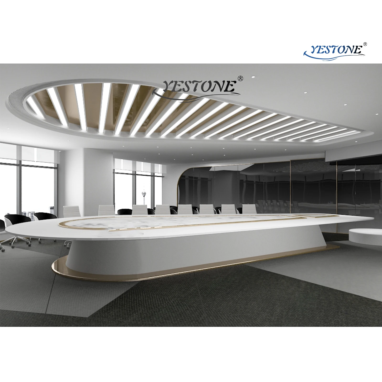 YESTONE motorized lcd monitor pop up for conference table O shape 20 set stone conference table meeting table