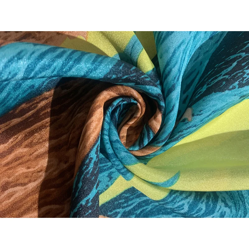 
Wholesale Factory Price Custom Colorful Stripe Printed Pearl Satin Plain Mesh Printing GOLDEN CREPE 