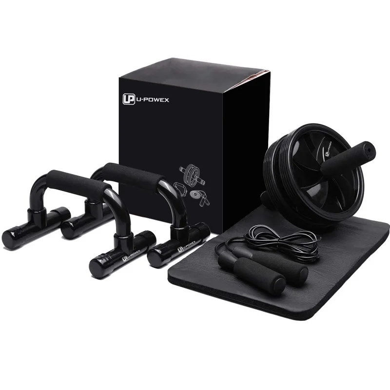 Custom Logo Abdominal Exercise Wheel Set Professional Home Gym fitness AB Exercise Wheel Roller ,Push-up Bar Rack&PVC Jump Rope