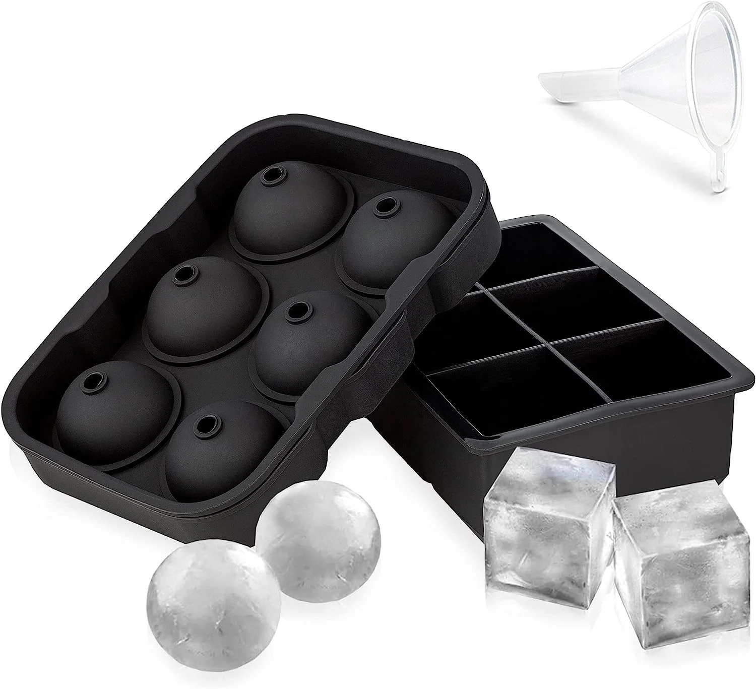 diy whisky ice ball mold silicone with cover funnel custom food grade silicone ice cube tray mold ice cube trays mold