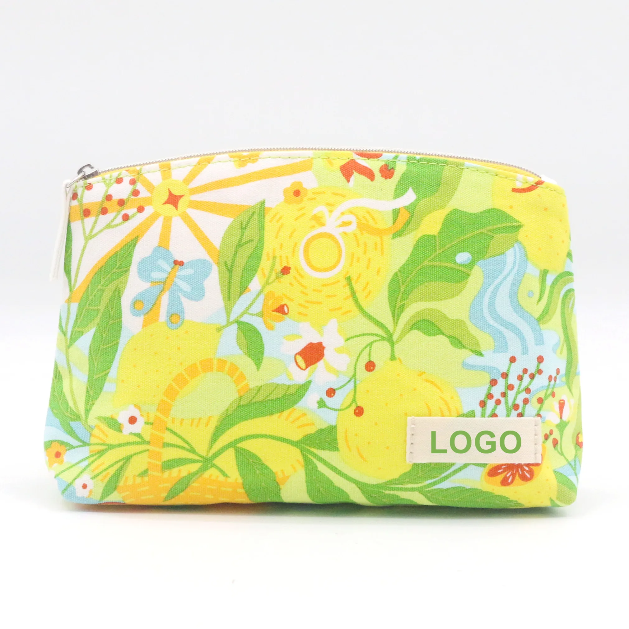 Summer Hot Sale Eco-friendly Cotton Canvas Makeup Bag Colorful Floral Pattern Recyclable Cotton Fabric Cosmetic Bag