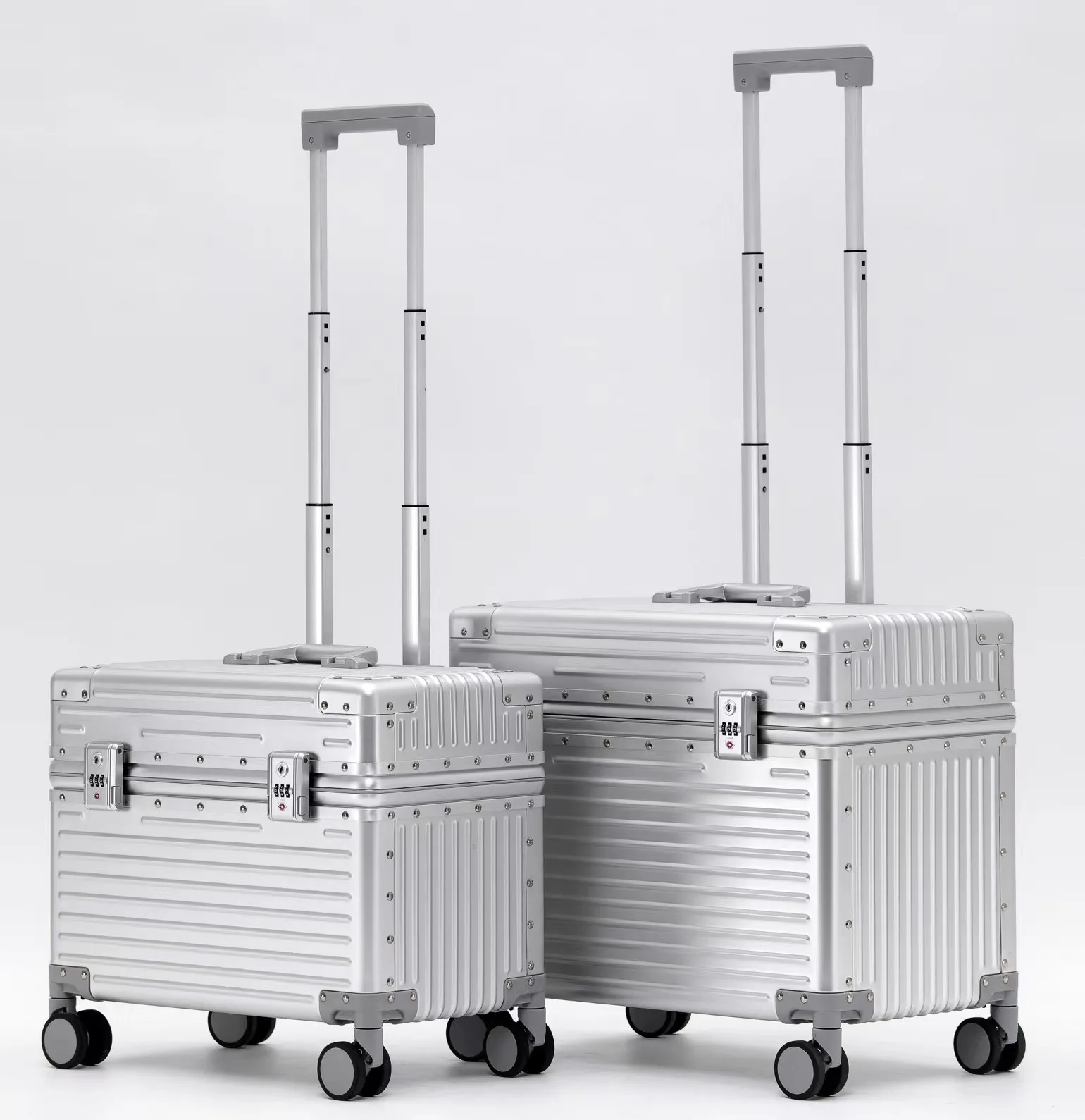Customizable  aluminium pilot case boarding travel luggage fashion trolley suitcase luggage