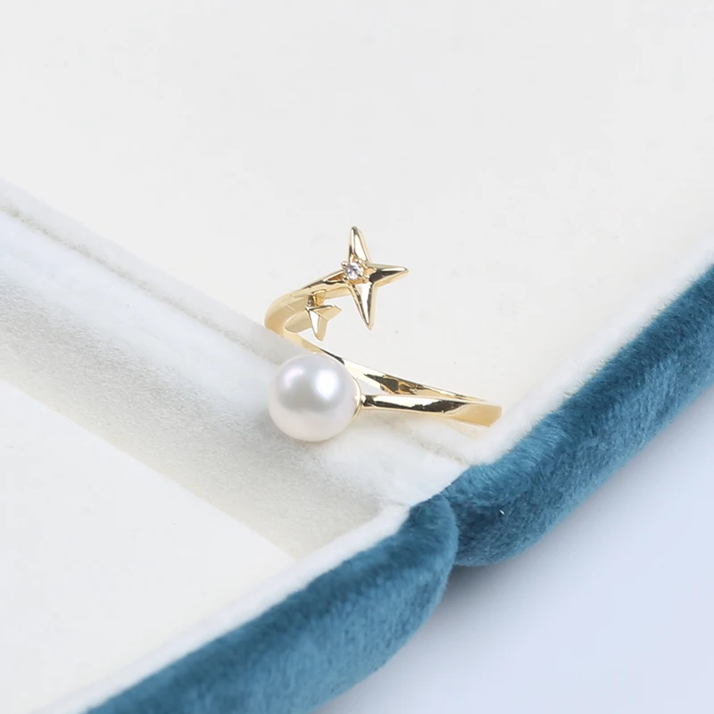 Fashion  Simple Jewelry  Natural Freshwater Pearl Ring For Girls and Women