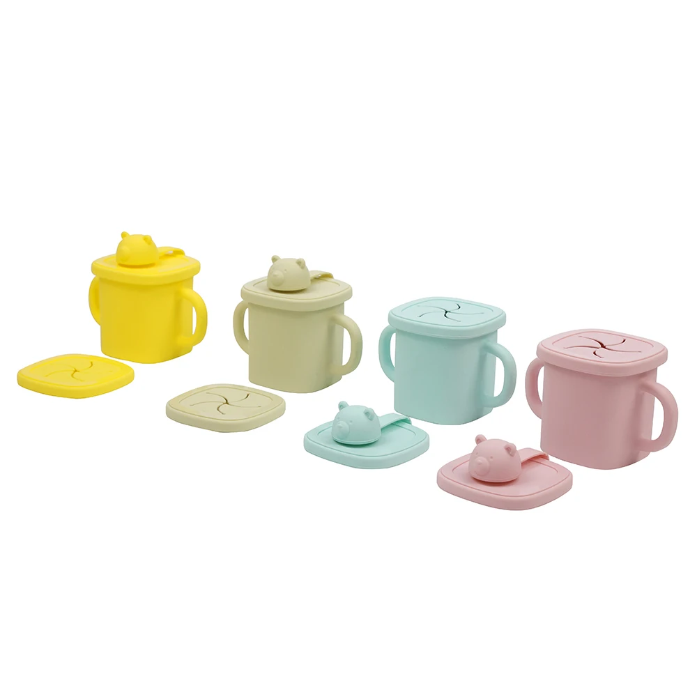 Оптовая продажа, не разливающиеся нетоксичные чашки, безалкогольные чашки для питьевой воды, для детей, силиконовые детские чашки с крышкой