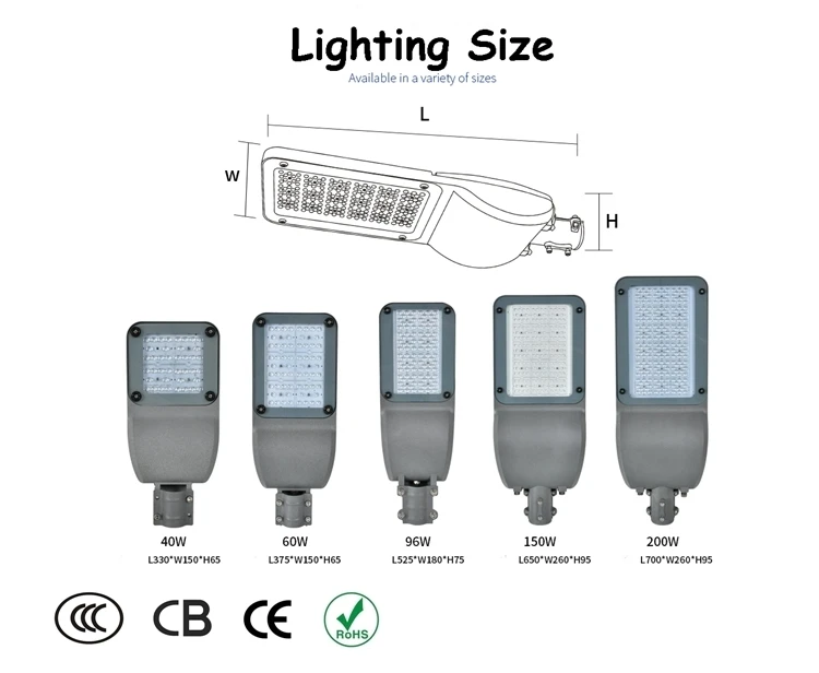 Outdoor Parking Lot Road Nom CE IP66 Street lamp lighting 30w 50w 100w 150w 200w streetlights