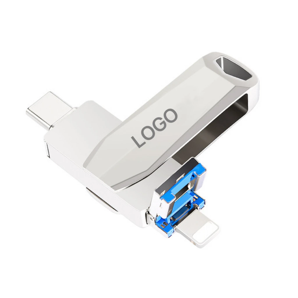 YONANSON High-speed Metal Swivel 3-in-1 OTG USB Flash Drive with Custom Logo Mobile Memory Stick 32GB Pen Drive 64GB Pendrive