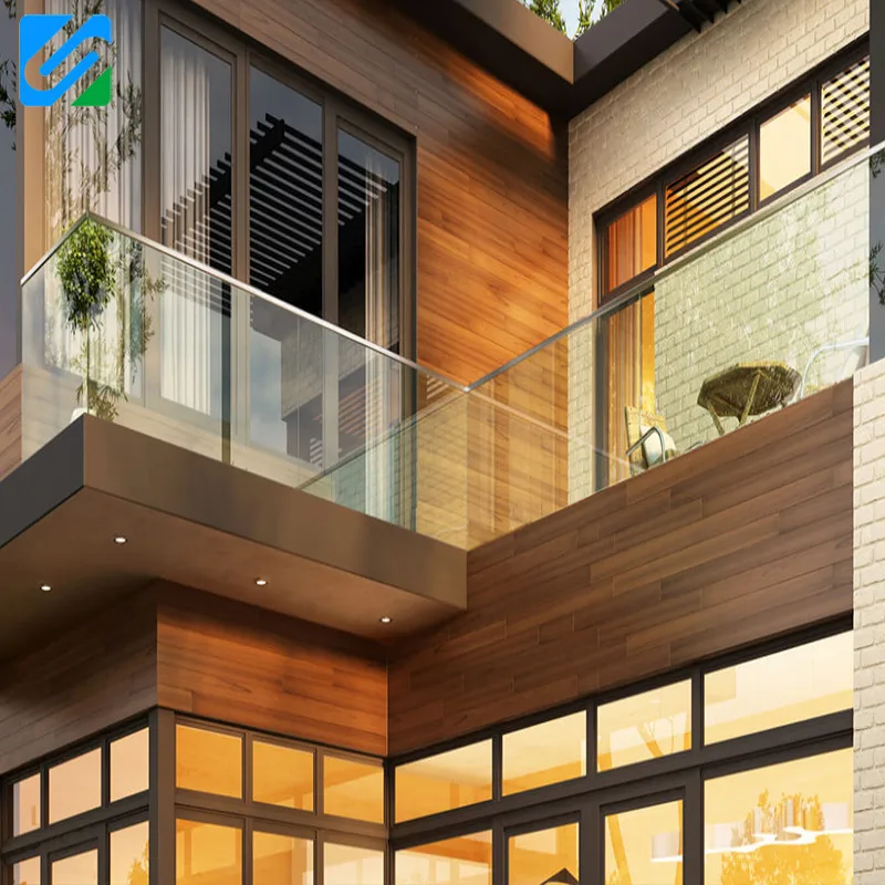 KingBright Outdoor standoff glass railing steel handrail/Outdoor stairs balustrade with led light