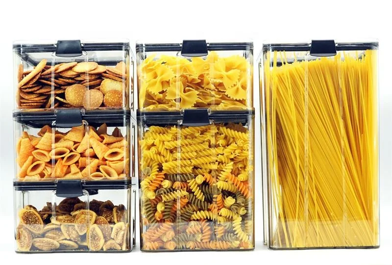 High Clear kitchen airtight plastic cereal food storage containers with lid BPA Free big size large capacity storage boxes