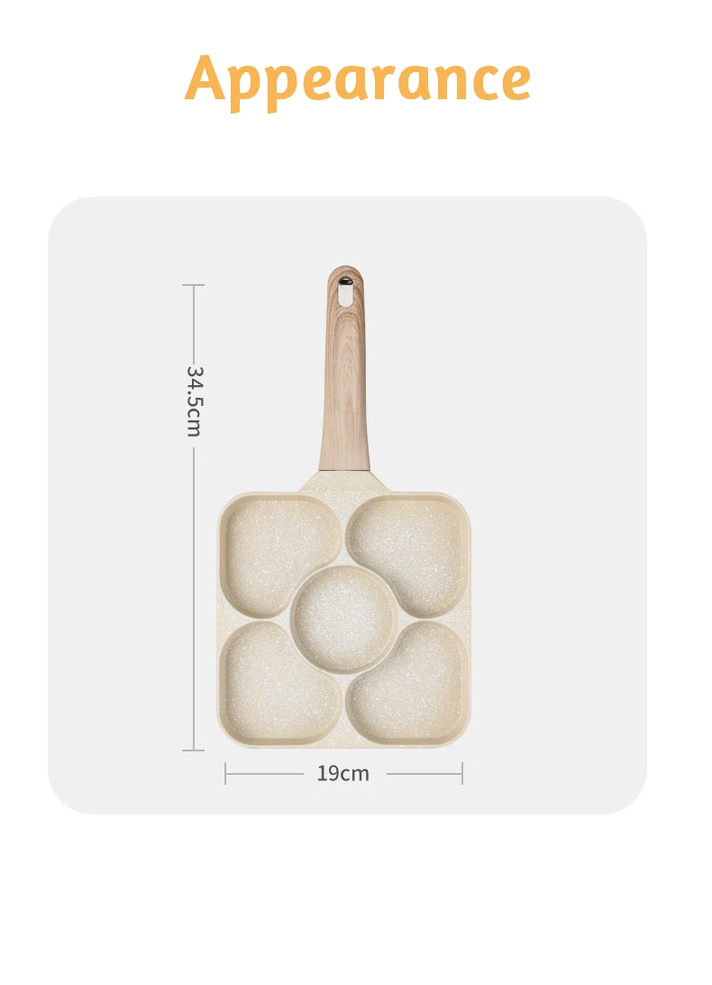 Five-hole Breakfast Fried Egg Burger Machine Non-stick Mini Flat Pancake Frying Pan Kitchen Supplies Cookware Tools