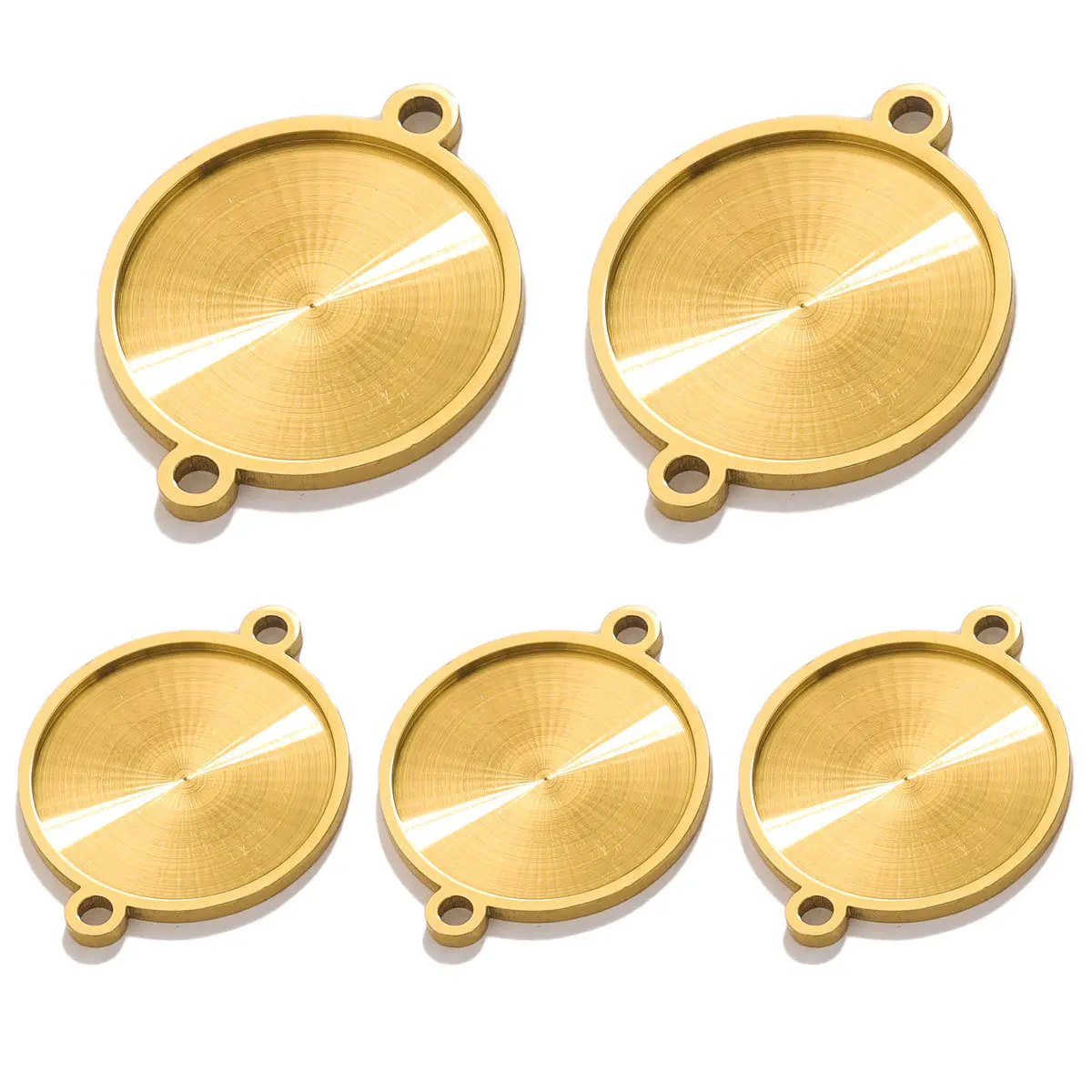 Stainless Steel Gold PVD Plated Disc Accessories Jewelry DIY Blank Disc Base Setting Charms Pendant Blank Bezel Trays