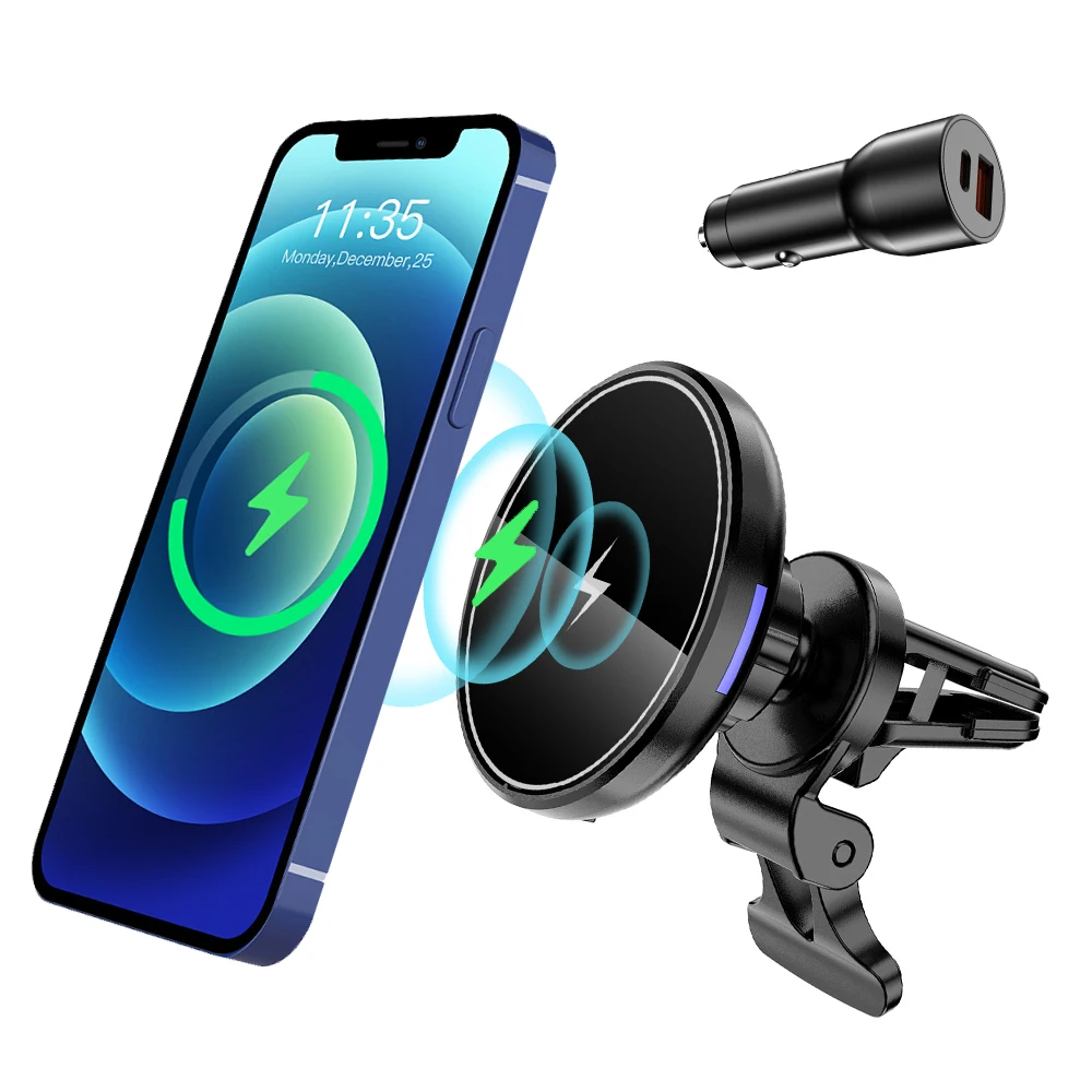 2023 New Arrivals Magsafing Wireless fast charger 15w magnetic wireless car charger mount phone holder For iphone 12  13 14 pro