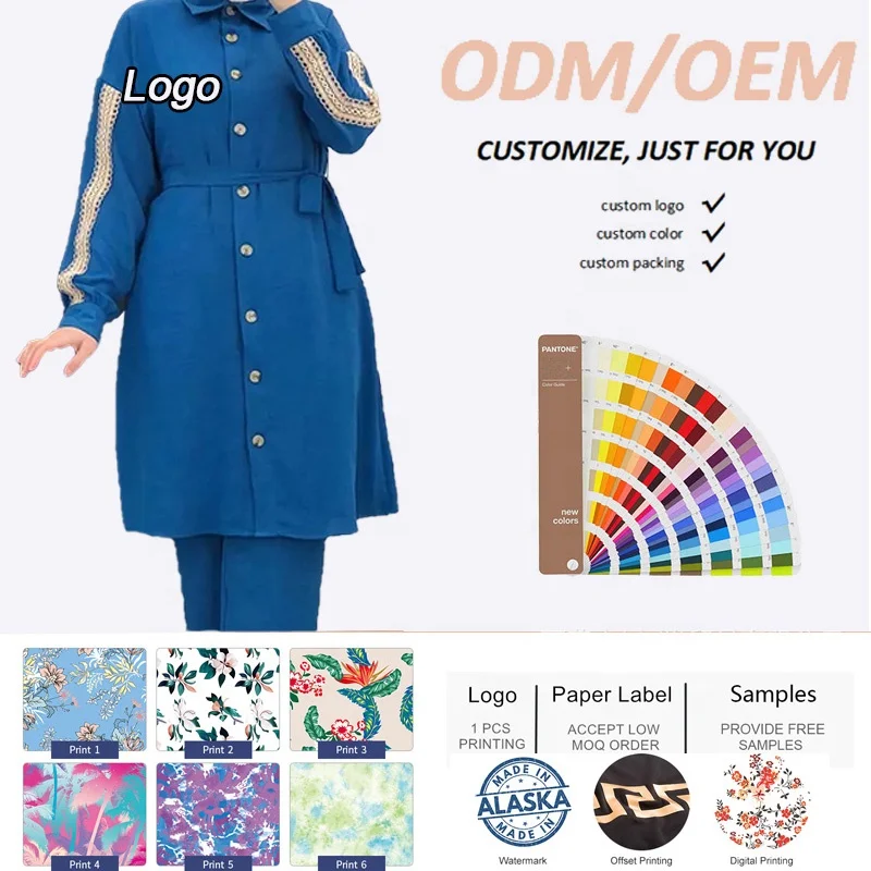 Muslim printed high waist drawstring abaya muslim women kaftan abaya muslim DUBAI ABAYA dresses