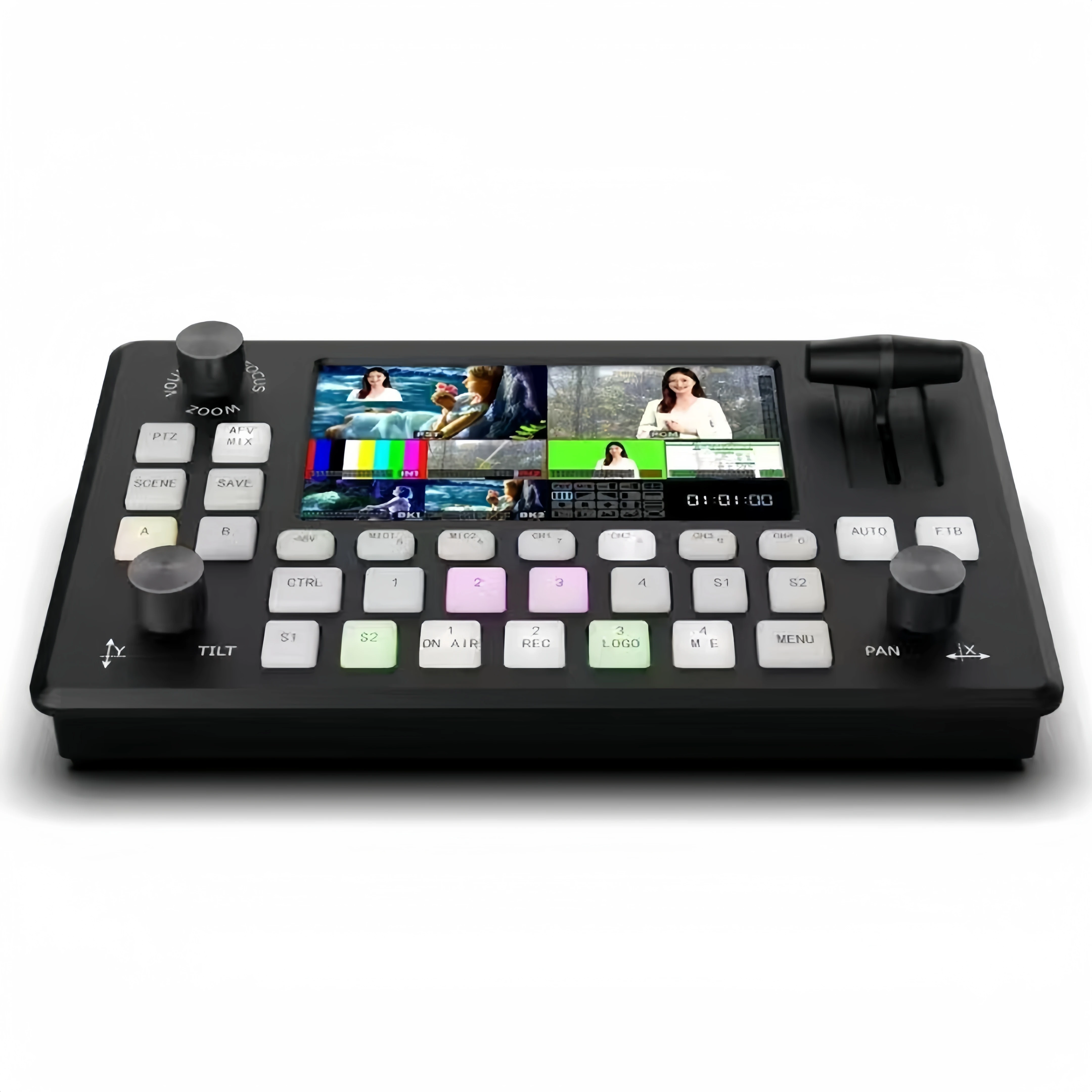 T-Bar коммутация PGM и PVW Поддержка до двух уровней управления пятисторонним кнопочным переключателем меню видео переключателя для прямой трансляции