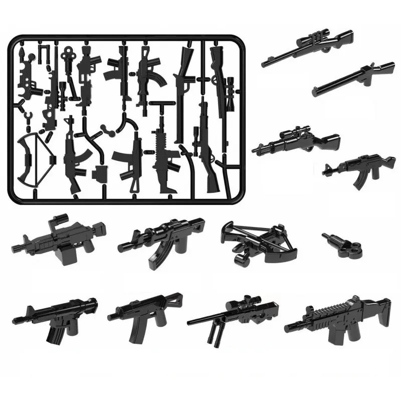 Plastic Building Block Accessories for Military Mini Characters WW2 Weapons Toy Guns Compatible with Leading Brands