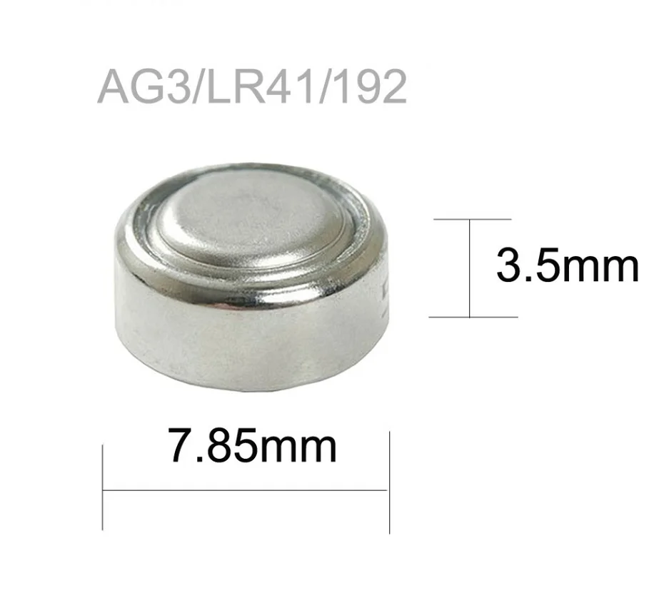 CROWN CH Factory Outlet Button Cell Battery AG3/LR41 Sliver Alkaline Rechargeable Batteries for Toys Bulk Tray Package 1.5V