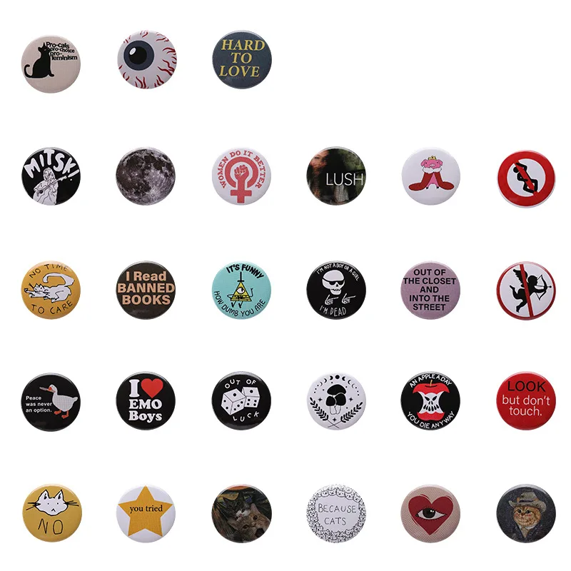 Stock Promotion Wholesale Blank Cat Tin Button Badge With Safty Pin