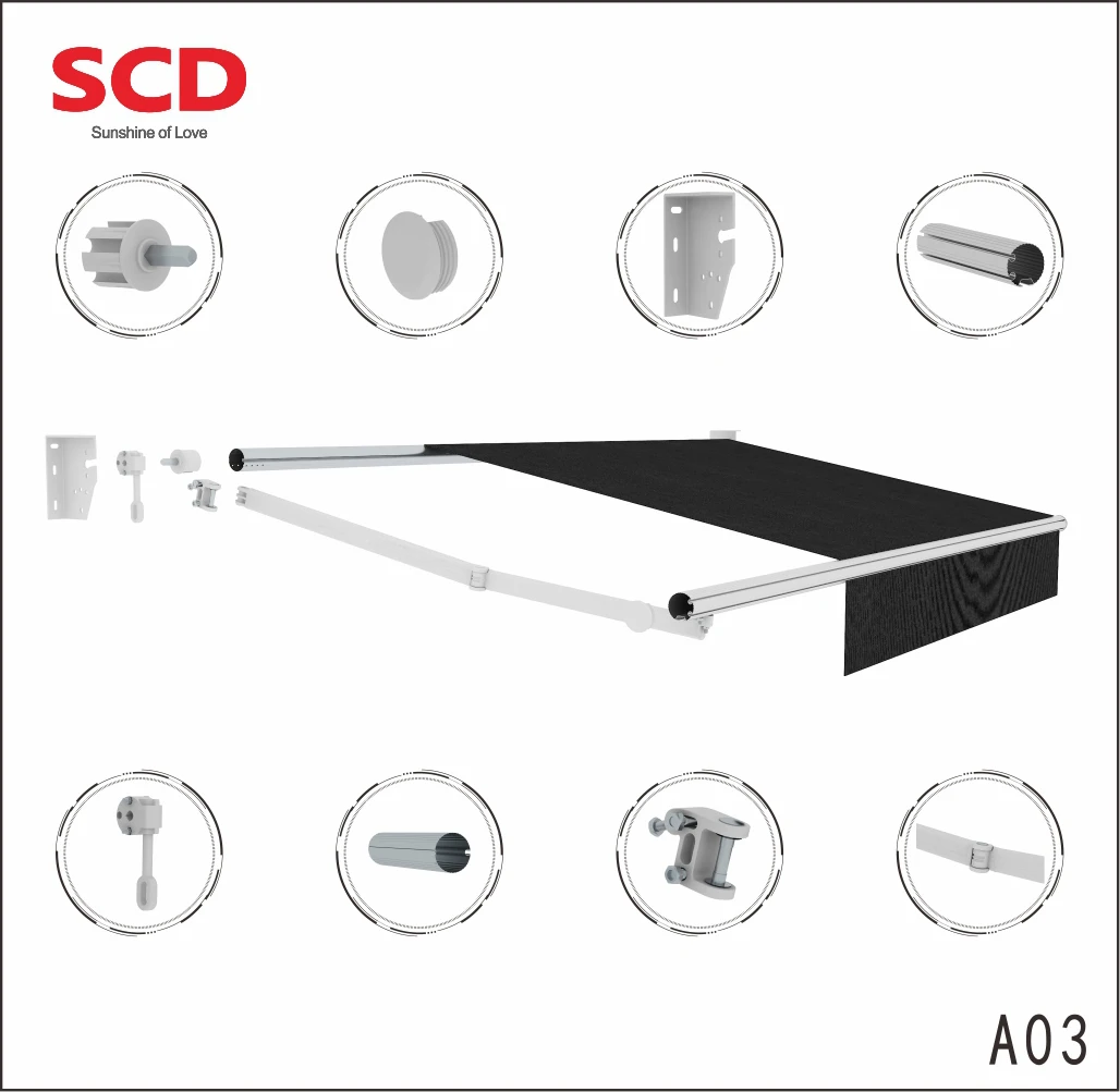 Foshan factory Electric folding arm awning aluminum folding casting chain arm electric aluminum folding arm awning accessories