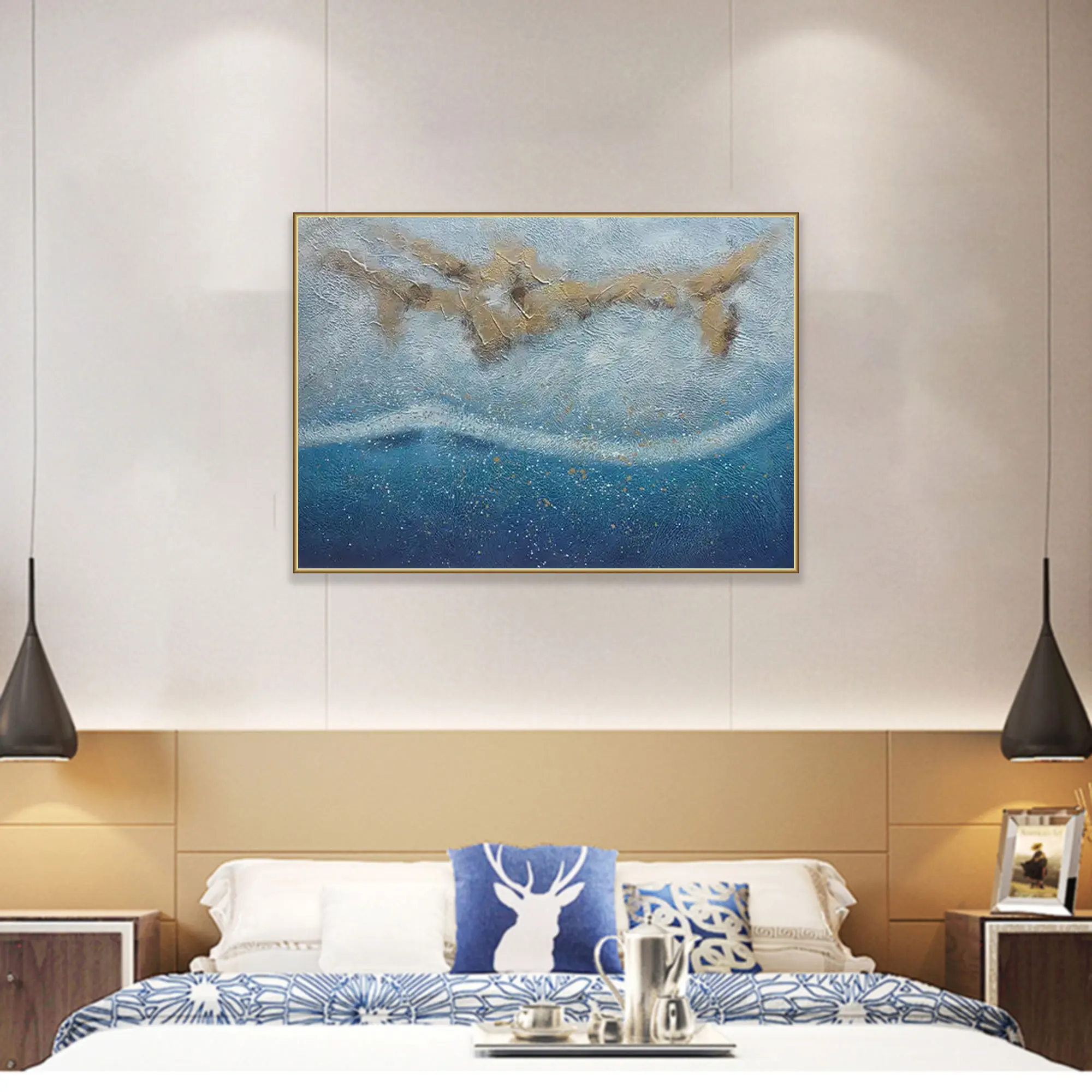 Enhance Space with 3D Textured Abstract Paintings, Gold Foil Canvas Art, and Hand-Painted Landscape Oil Paintings