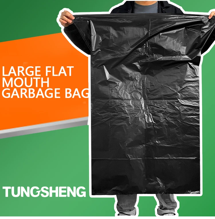 Durable Heavy Duty Custom Big Black Flat Spare Wheel Waste Folding Rubbish Bag Sack Outdoor Recycled Plastic Garbage Bag