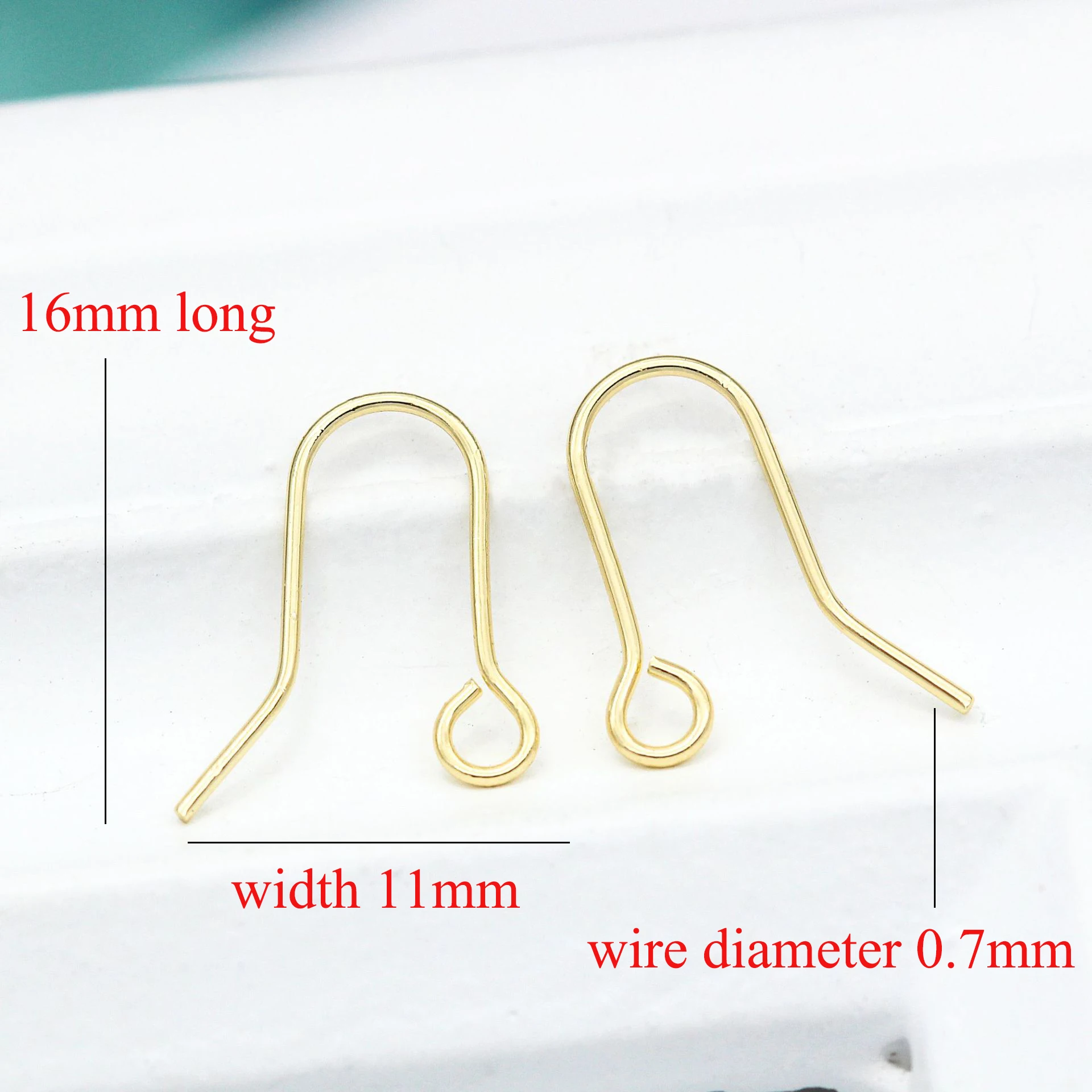 Factory Wholesale 14k Gold Plated Fish Hook Shaped Earrings Hooks
