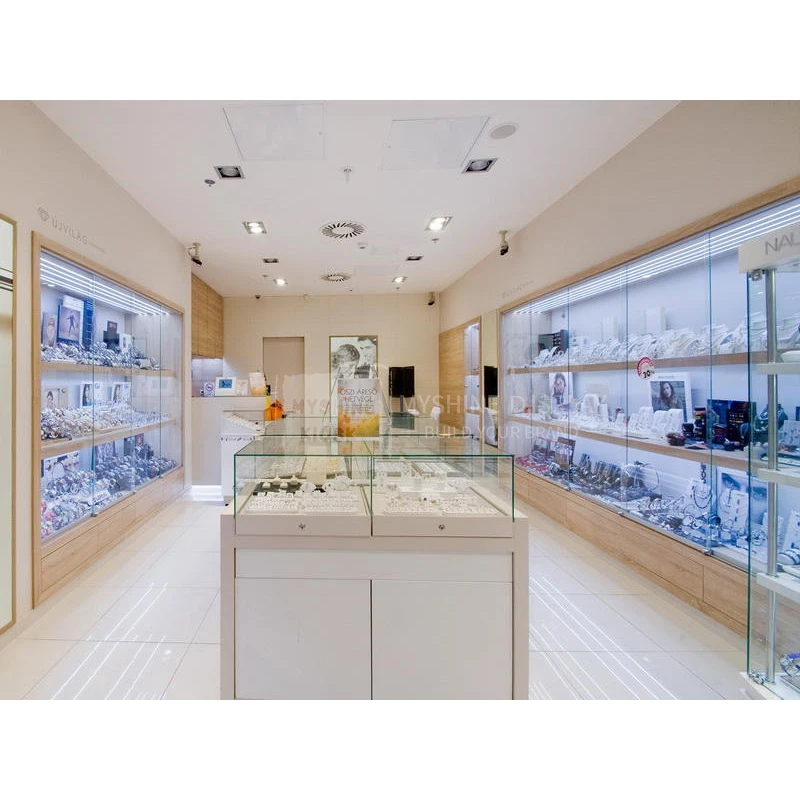 Myshine  Jewelry Shop Interior Decoration Boutique Display Cabinet Simple Jewellery Shop Counter Design Images