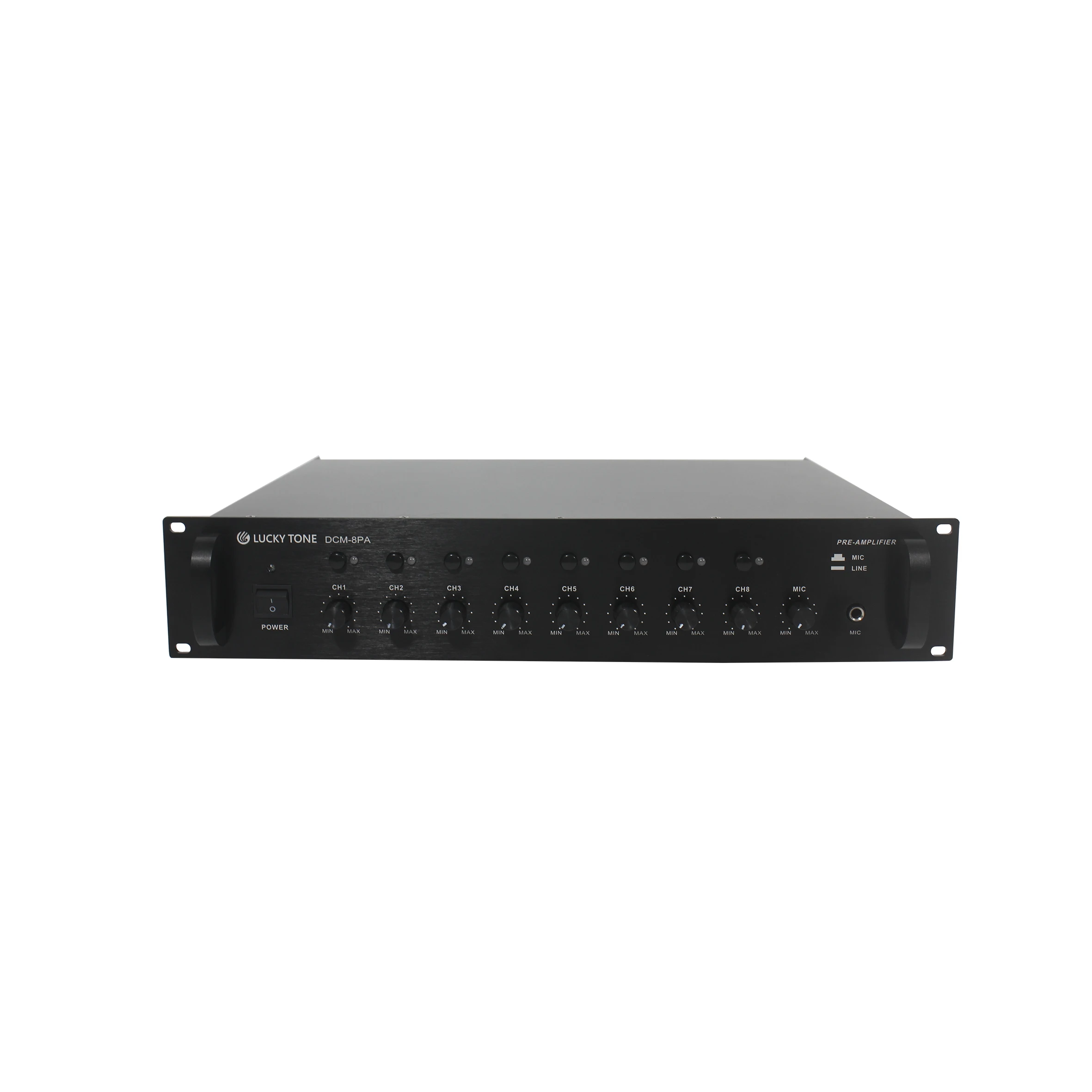 M 8-Channel Pre Amp Public Address System Pre-Amplifier with Automatic Mute Function for Paging