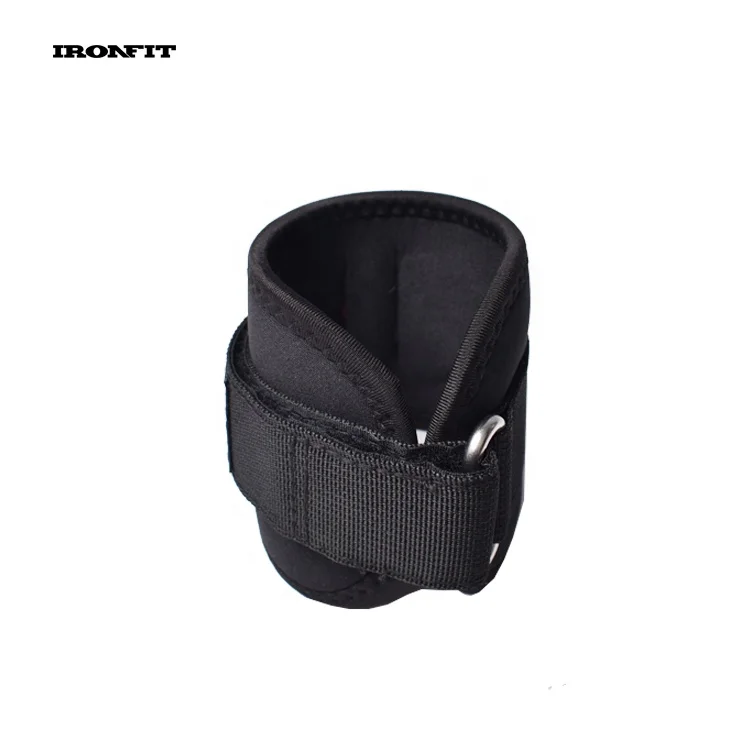 Black Neoprene Padded Custom Logo Dual D Rings Ankle Straps