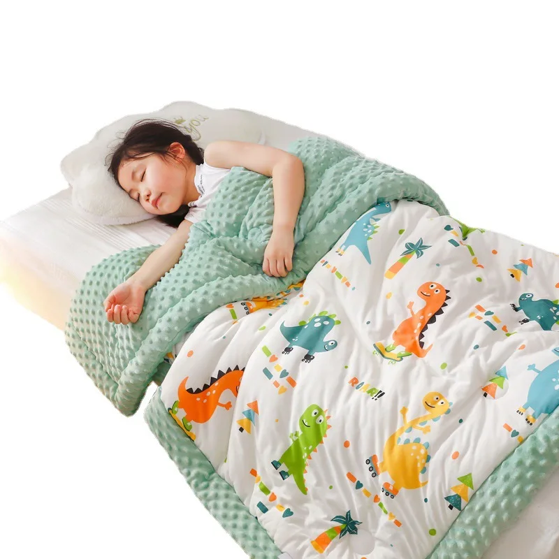 Wholesale Newborn Winter Solid Bubble Fleece Dot Bean Swaddling Quilt Towels Super Soft Security Minky Baby Blanket Quilt