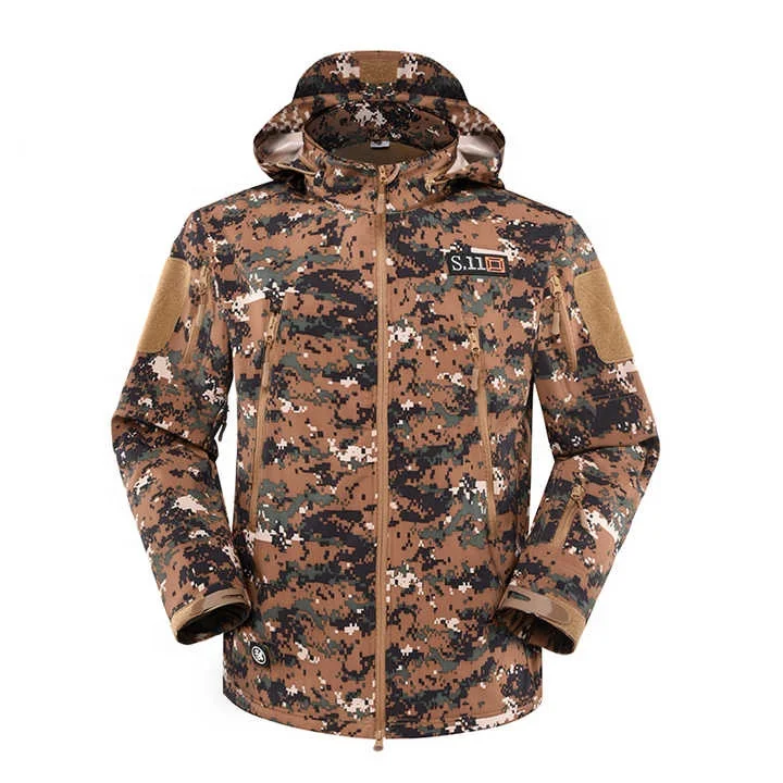 HNXX winter windproof softshell hunting clothes camouflage jacket men